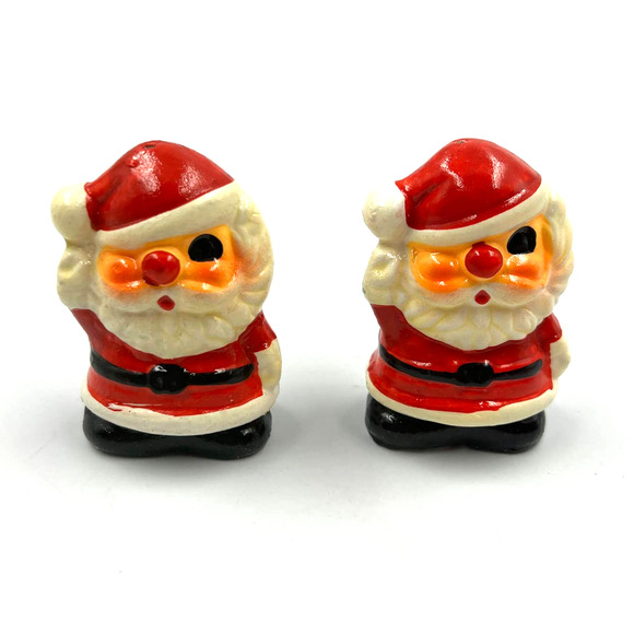 Vintage Set Winking Santa Claus Figurines Mini 3 Inch WDW Tiawan Ceramic - Picture 1 of 8